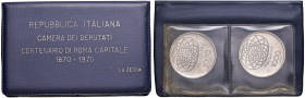 Repubblica Italiana 1000 Lire 1970 Prova in confezione con la moneta per la circolazione - Gig. 1 AG R Lotto di due esemplari. Astuccio danneggiato. T...