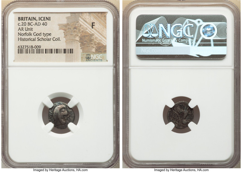 BRITAIN. Iceni. Ca. 20 BC-AD 40. AR unit (14mm, 10h). NGC Fine. Uninscribed coin...