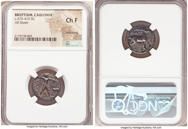 BRUTTIUM. Caulonia. Ca. 475-410 BC. AR stater (19mm, 6h). NGC Choice Fine, smoot...