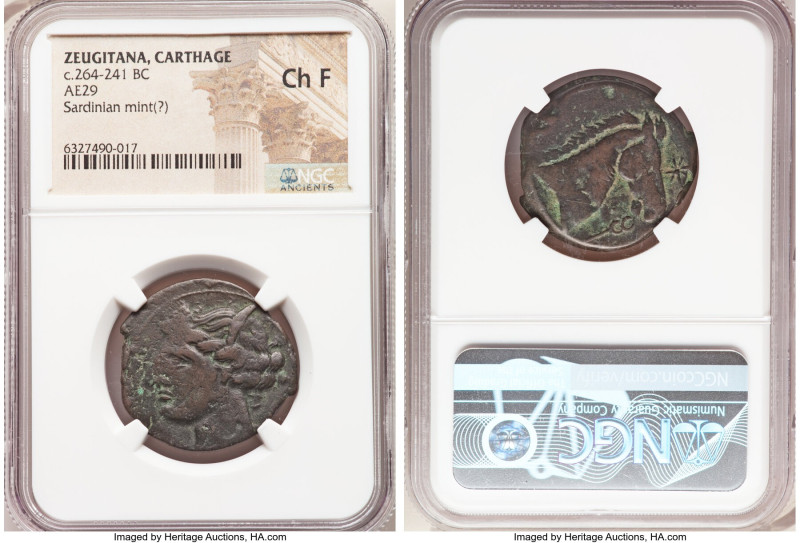 ZEUGITANA. Carthage. Ca. 264-241 BC. AE (29mm, 8h). NGC Choice Fine. Sardinian m...