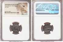 MACEDONIAN KINGDOM. Alexander III the Great (336-323 BC). AE unit (18mm, 12h). NGC XF, scratches. Lifetime issue of uncertain mint in Macedon. Head of...
