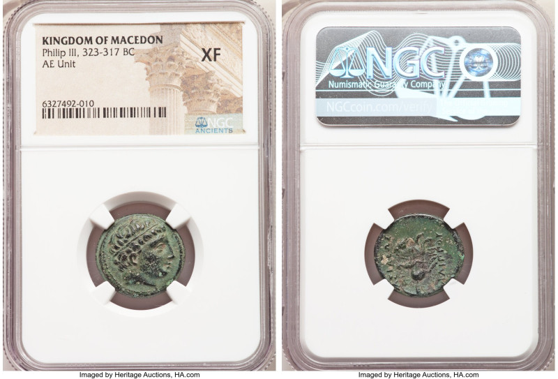 MACEDONIAN KINGDOM. Philip III Arrhidaeus (323-317 BC). AE unit (19mm, 9h). NGC ...