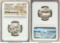 ATTICA. Athens. Ca. 440-404 BC. AR tetradrachm (26mm, 17.15 gm, 8h). NGC MS 5/5 - 3/5. Mid-mass coinage issue. Head of Athena right, wearing earring a...