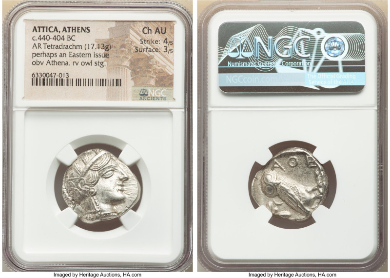 ATTICA. Athens. Ca. 440-404 BC. AR tetradrachm (23mm, 17.13 gm, 8h). NGC Choice ...