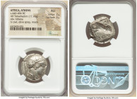 ATTICA. Athens. Ca. 440-404 BC. AR tetradrachm (23mm, 17.16 gm, 8h). NGC AU 2/5 - 5/5. Mid-mass coinage issue. Head of Athena right, wearing earring, ...