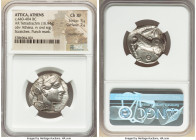 ATTICA. Athens. Ca. 440-404 BC. AR tetradrachm (25mm, 16.94 gm, 8h). NGC Choice XF 5/5 - 2/5, countermark, scratches, punch mark. Mid-mass coinage iss...