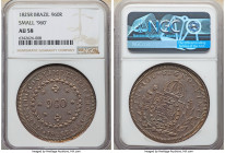 Pedro I 960 Reis 1825-R AU58 NGC, Rio de Janeiro mint, KM368.1. Small "960" variety. 

HID09801242017

© 2022 Heritage Auctions | All Rights Reserved