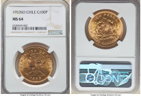 Republic gold 100 Pesos 1953-So MS64 NGC, Santiago mint, KM175. A bright near gem with satin luster. AGW 0.5885 oz. 

HID09801242017

© 2022 Heritage ...