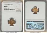 Republic gold Peso 1916 MS63 NGC, Philadelphia mint, KM16. 

HID09801242017

© 2022 Heritage Auctions | All Rights Reserved