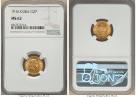 Republic gold 2 Pesos 1916 MS62 NGC, Philadelphia mint, KM17. Two year type. 

HID09801242017

© 2022 Heritage Auctions | All Rights Reserved