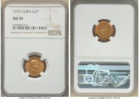 Republic gold 2 Pesos 1916 AU55 NGC, Philadelphia mint, KM17. Two year type. 

HID09801242017

© 2022 Heritage Auctions | All Rights Reserved