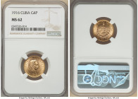 Republic gold 4 Pesos 1916 MS62 NGC, Philadelphia mint, KM18. Two year type. 

HID09801242017

© 2022 Heritage Auctions | All Rights Reserved