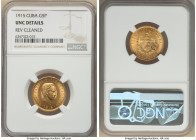 Republic gold 5 Pesos 1915 UNC Details (Reverse Cleaned) NGC, Philadelphia mint, KM19. Two year type. AGW 0.2419 oz. 

HID09801242017

© 2022 Heritage...