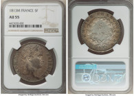 Napoleon 5 Francs 1813-M AU55 NGC, Toulouse mint, KM694.10. Gray toned with accents in pastel shades of blue, pink and yellow. 

HID09801242017

© 202...