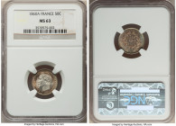 Napoleon III 50 Centimes 1860-A MS63 NGC, Paris mint, KM794.1. Peach and seafoam toned. 

HID09801242017

© 2022 Heritage Auctions | All Rights Reserv...