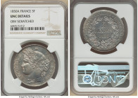 Republic 5 Francs 1850-A UNC Details (Obverse Scratched) NGC, Paris mint, KM761.1. 

HID09801242017

© 2022 Heritage Auctions | All Rights Reserved