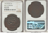 4-Piece Lot of Certified Assorted Issues NGC, 1) Louis XVI bronze 5 Sols 1792 - AU53 Brown, Maz-145 2) Napoleon 5 Francs L'An 9 (1800/1801)-L - VF Det...