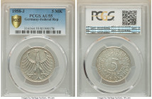 Federal Republic 5 Mark 1958-J AU55 PCGS, Munich mint, KM112.1. 

HID09801242017

© 2022 Heritage Auctions | All Rights Reserved