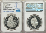 Elizabeth II silver Proof "Lion of England" 2 Pounds (1 oz) 2022 PR70 Ultra Cameo NGC, KM-Unl. Limited Edition Presentation Mintage: 6,000. Royal Tudo...