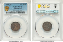 British India. Victoria 1/4 Rupee 1881-(B) XF45 PCGS, Bombay mint, KM490, S&W-6.262. Type B obverse, Type II reverse, Dot mintmark. 

HID09801242017

...