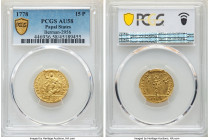 Papal States. Pius VI gold 15 Paoli 1778 AU58 PCGS, KM1031, Berman-2956. 

HID09801242017

© 2022 Heritage Auctions | All Rights Reserved