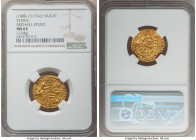Venice. Michael Steno gold Ducat ND (1400-1413) MS63 NGC, Fr-1230. 3.54gm. MIChAЄL • STЄN' | • S | • M | • V | Є | N | Є | T | I, Doge kneeling before...