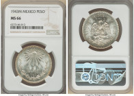 Estados Unidos Peso 1943-M MS66 NGC, Mexico City mint, KM455. White satin surfaces with trace of peripheral amber toning. 

HID09801242017

© 2022 Her...