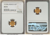 Estados Unidos Pair of Certified gold 2 Pesos NGC, 1) 2 Pesos 1919-Mo - AU55 2) 2 Pesos 1920-Mo - UNC Details (Obverse Cleaned) Mexico City mint, KM46...