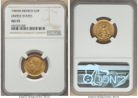 Estados Unidos gold 5 Pesos 1905-M AU55 NGC, Mexico City mint, KM464. Mintage: 18,000. First year and lowest mintage of type. 

HID09801242017

© 2022...