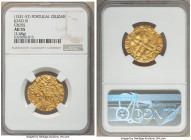 João III (1521-1557) gold Cruzado ND (from 1537) AU55 NGC, Lisbon mint, Fr-26, Gomes-163.06. 3.48gm. 2nd type, smaller flan. Legend dislocated to the ...