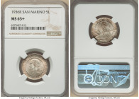 Republic 5 Lire 1936-R MS65+ NGC, Rome mint, KM9. Peach and sangria toning. 

HID09801242017

© 2022 Heritage Auctions | All Rights Reserved