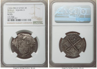 Philip II Cob 4 Reales ND (1556-1598) S-D VF35 NGC, Seville mint, Cal-576, Cay-3786. 13.55gm. Variety with lis between shield and crown, and square D ...