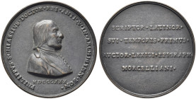 BOLOGNA. Filippo Schiassi (Professore universitario di numismatica e antiquaria), 1763-1844 
Medaglia 1830 a. II opus G. Cerbara. Æ gr. 76,97 mm 60,2...