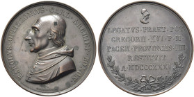 BOLOGNA. Carlo Oppizzoni (cardinale), 1769–1855 
Medaglia 1831 opus G. Girometti. Æ gr. 213,43 mm 70,0 Dr. KAROLVS OPPIZZONIVS CARD ARCHIEP BONON. Bu...