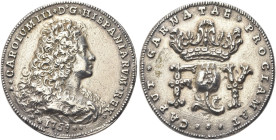 NAPOLI - SPAGNA. Carlo III di Borbone, Re di Spagna 1759-1788 
Medaglia di proclamazione 1759, Granata. Ag gr. 38,92 mm 47,2 Dr. CAROLUM III D G HISP...