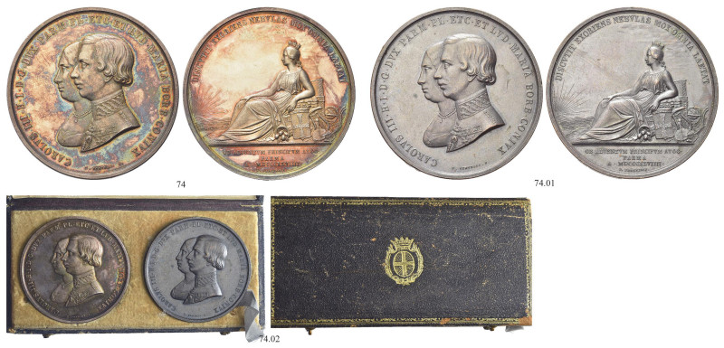 PARMA. Carlo III di Borbone, duca di Parma 1849-1854 
Medaglie in argento e bro...