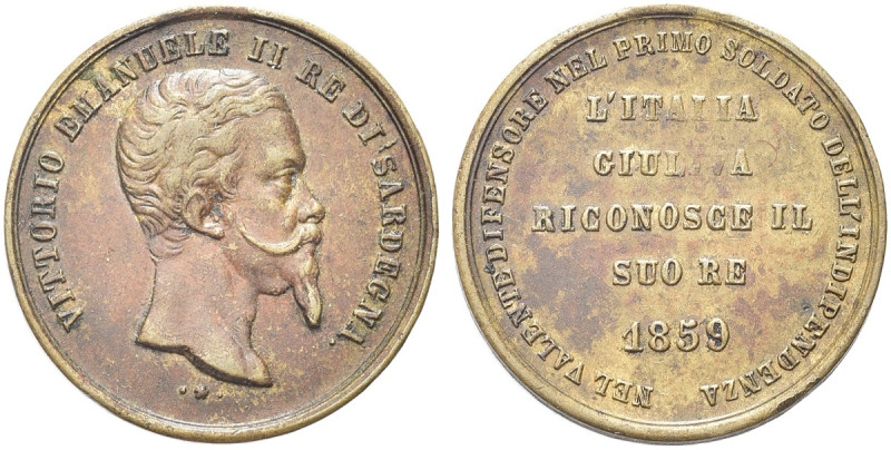 ROMA. Vittorio Emanuele II, 1859-1861 
Medaglia 1859. Æ gr. 3,64 mm 23,4 Dr. VI...