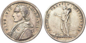 ROMA. Pio VII (Barnaba Chiaramonti), 1800-1823 
Medaglia 1806 a. VII opus G. Hamerani. Ag gr. 26,85 mm 38,5 Dr. PIVS VII - P M AN VII. Busto a s. con...
