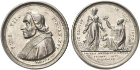 ROMA. Pio VII (Barnaba Chiaramonti), 1800-1823 
Medaglia 1815 a. XVI opus G. Pasinati. Ag gr. 25,74 mm 36,9 Dr. PIVS VII - P M AN XVI. Busto con zucc...