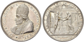 ROMA. Pio VII (Barnaba Chiaramonti), 1800-1823 
Medaglia 1820 a. XXI opus T. Mercandetti. Ag gr. 34,82 mm 41,5 Dr. PIVS VII PONTIFEX - MAXIMVS ANN XX...
