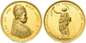 ROMA. Leone XII (Annibale Sermattei della Genga), 1823-1829 
Medaglia 1824 a. I opus G. Cerbara (34 esemplari). Au gr. 38,97 mm 42,5 Dr. LEO XII PON ...