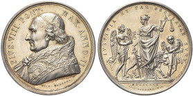 ROMA. Pio VIII (Francesco Saverio Castiglioni), 1829-1830 
Medaglia 1830 a. II opus G. Cerbara. Ag gr. 31,79 mm 43 Dr. PIVS VIII PONT - MAX ANNO II. ...