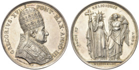 ROMA. Gregorio XVI (Bartolomeo Alberto Cappellari), 1831-1846 
Medaglia 1833 a. III opus G. Girometti. Ag gr. 33,06 mm 43,2 Dr. GREGORIVS XVI - PONT ...