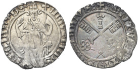 AVIGNONE. Martino V (Oddone Colonna), 1417-1431 
Grosso. Ag gr. 2,04 Dr. MARTINVS P P - QVINTVS. Il Pontefice benedicente seduto in trono frontale. R...
