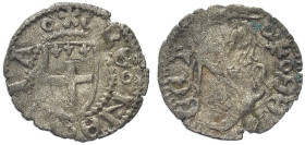 BOLOGNA. Monete Autonome, fine XV sec 
Denaro o Picciolo. Ag gr. 0,28 Dr. BONONIA. Stemma con croce e gigli. Rv. DO - CET. Leone vessillifero rampant...