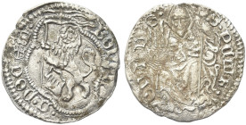 BOLOGNA. Giovanni II Bentivoglio, 1463-1506 
Grossetto. Ag gr. 1,56 Dr. BONONIA - DOCET. Leone rampante con stemma Bentivoglio poligonale. Rv. S PETR...