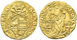 BOLOGNA. Alessandro VI (Rodrigo de Borja y Borja), 1492-1503 
Ducato papale. Au gr. 3,48 Dr. ALEXAND - ER PP VI. Stemma decagono del pontefice in qua...
