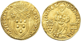 BOLOGNA. Leone X (Giovanni de’Medici), 1513-1521 
Ducato. Au gr. 3,47 Dr. LEO PAP - A DECIMVS. Stemma semiovale, gigliato, sormontato da triregno e c...