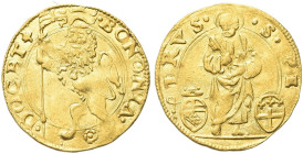 BOLOGNA. Anonime pontificie, sec. XVI 
Ducato papale. Au gr. 3,44 Dr. BONONIA - DOCET. Leone vessillifero rampante verso s. Rv. S PE - TRVS. San Piet...
