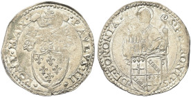 BOLOGNA. Paolo III (Alessandro Farnese), 1534-1549 
Carlino o Mezzo Paolo. Ag gr. 2,78 Dr. PAVLVS III - PONT MAX. Stemma semiovale gigliato sormontat...